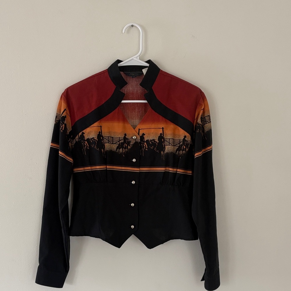 Vintage Roper Black and Red Cotton Shirt XS